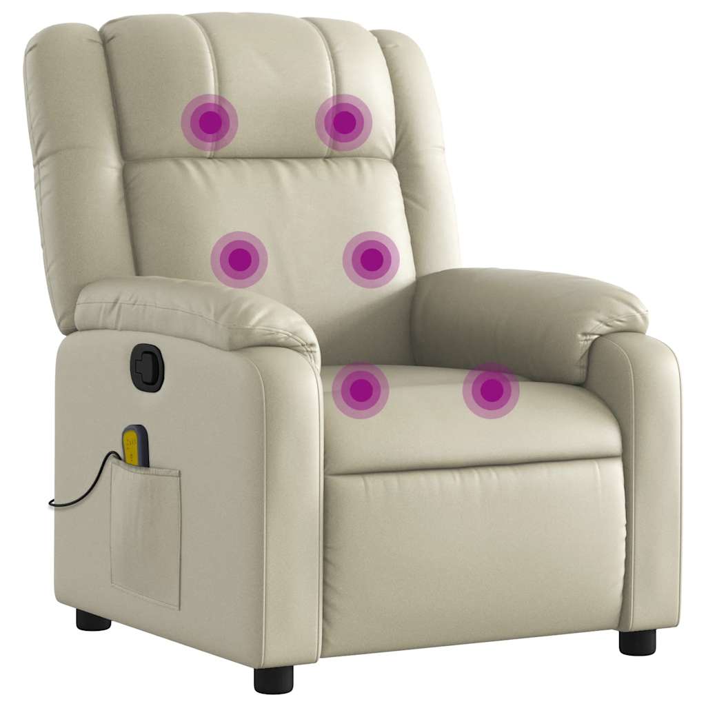Massagesessel mit Relaxfunktion, Kunstleder, Creme