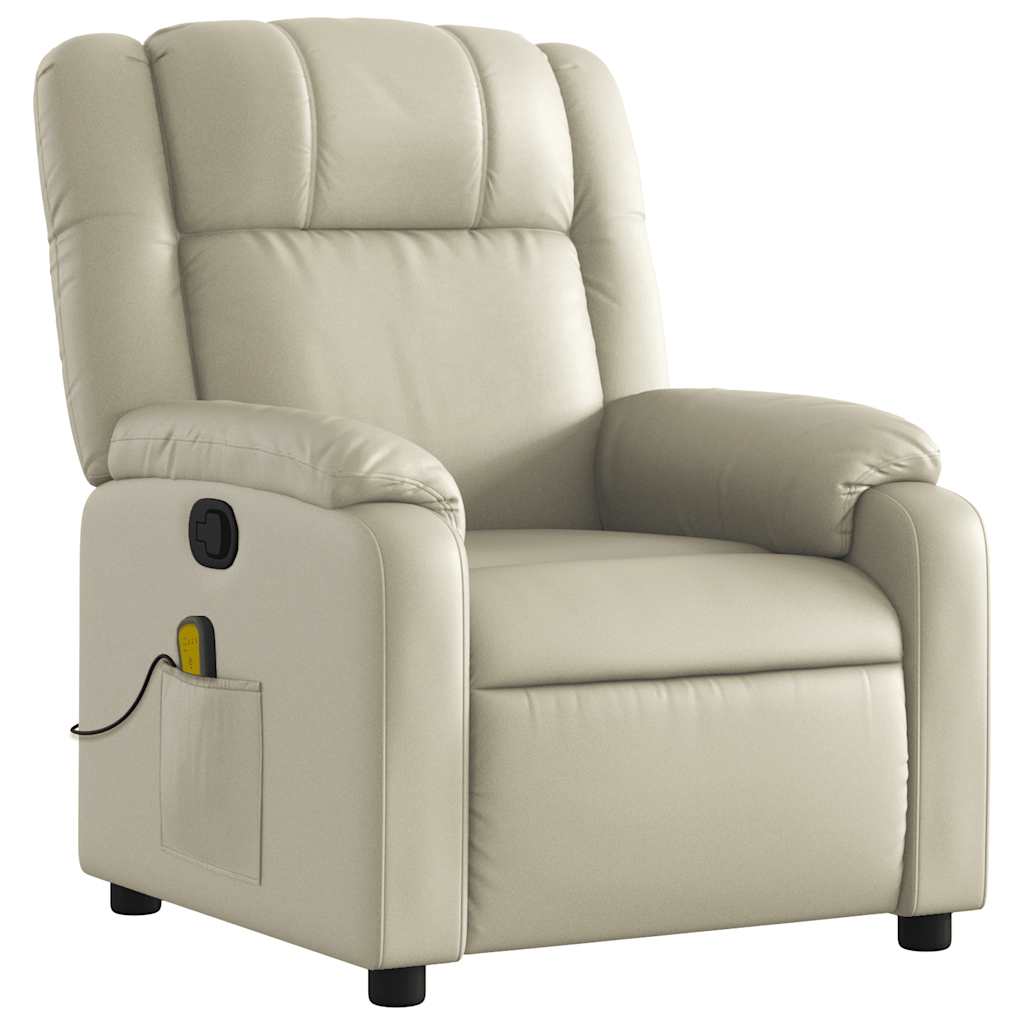 Massagesessel mit Relaxfunktion, Kunstleder, Creme