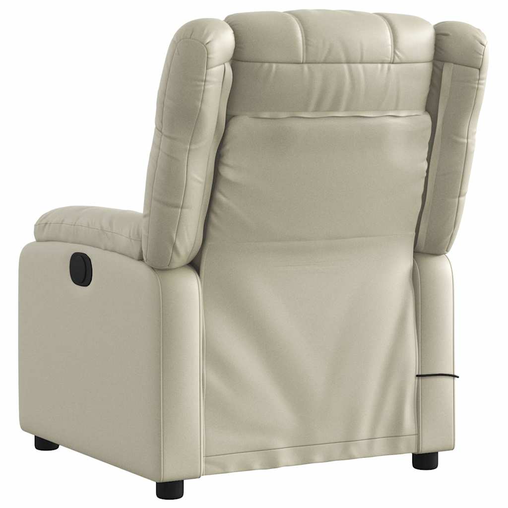 Massagesessel mit Relaxfunktion, Kunstleder, Creme