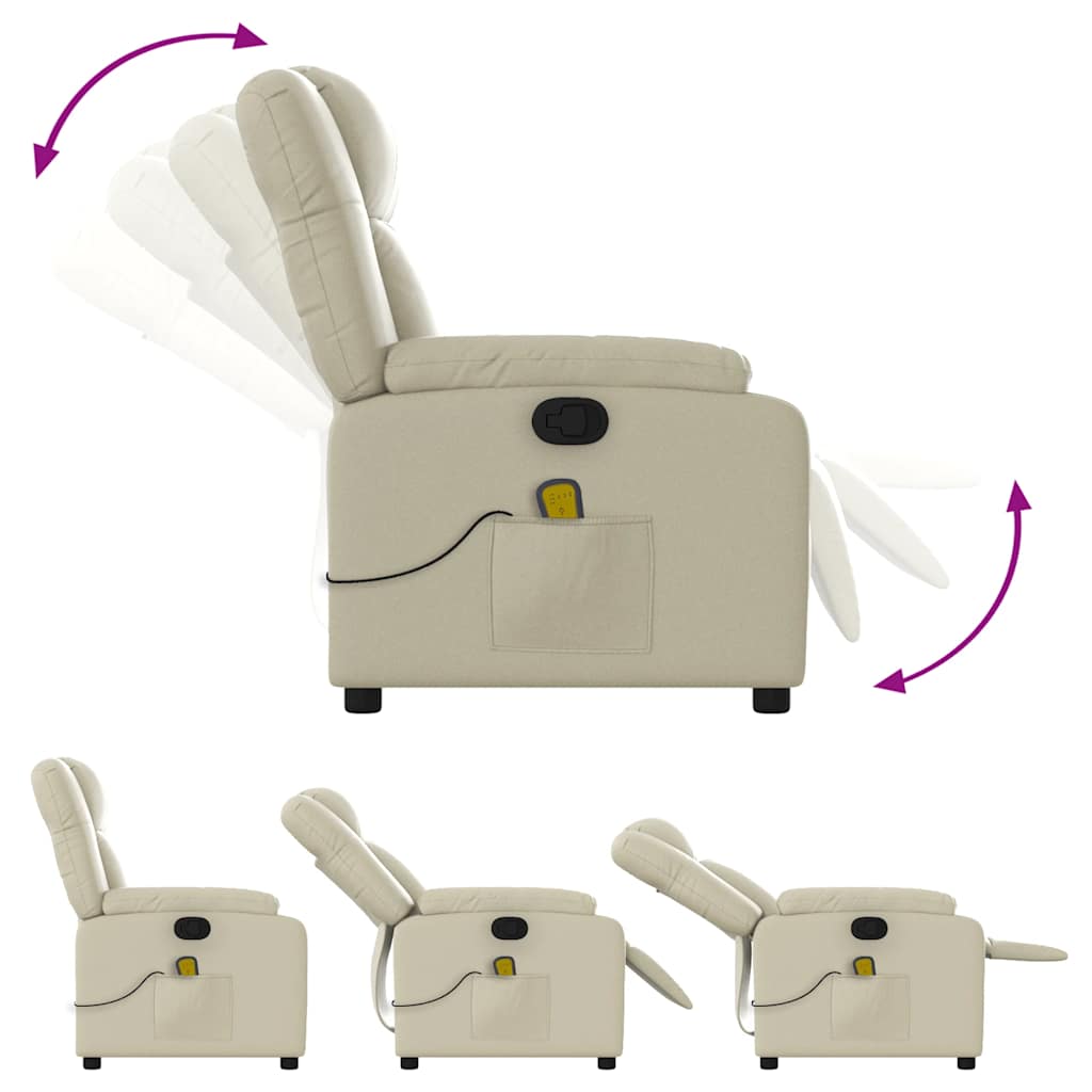 Massagesessel mit Relaxfunktion, Kunstleder, Creme