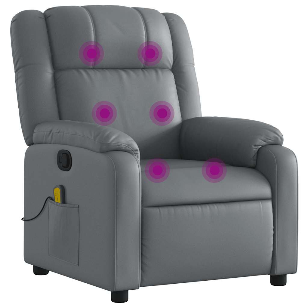 Massagesessel Relaxsessel Grau Kunstleder