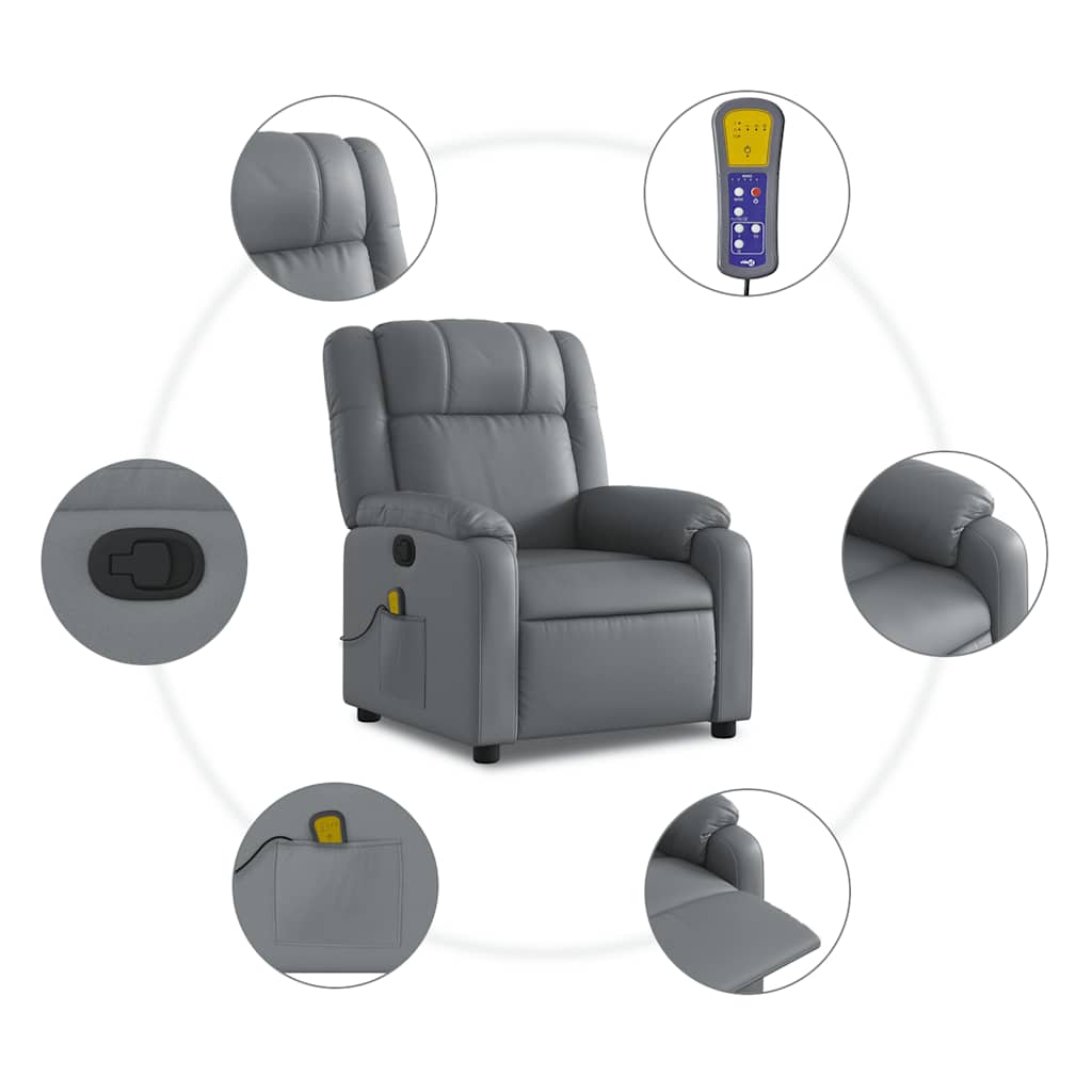 Massagesessel Relaxsessel Grau Kunstleder