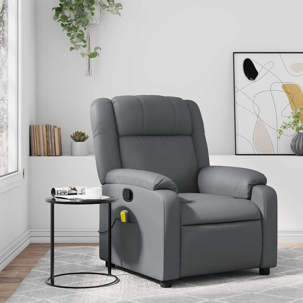Massagesessel Relaxsessel Grau Kunstleder