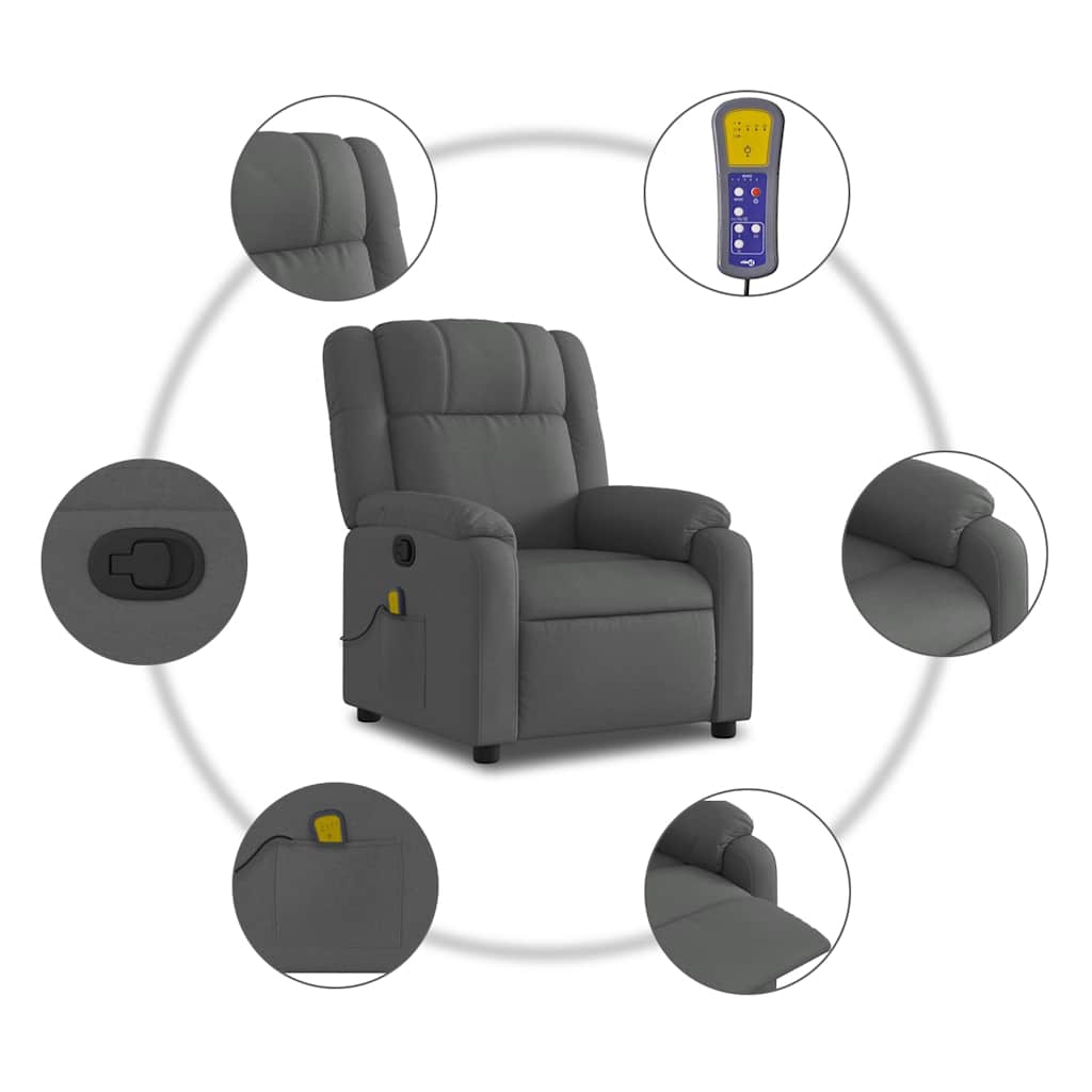 Massage-Relaxsessel, Stoff, Dunkelgrau