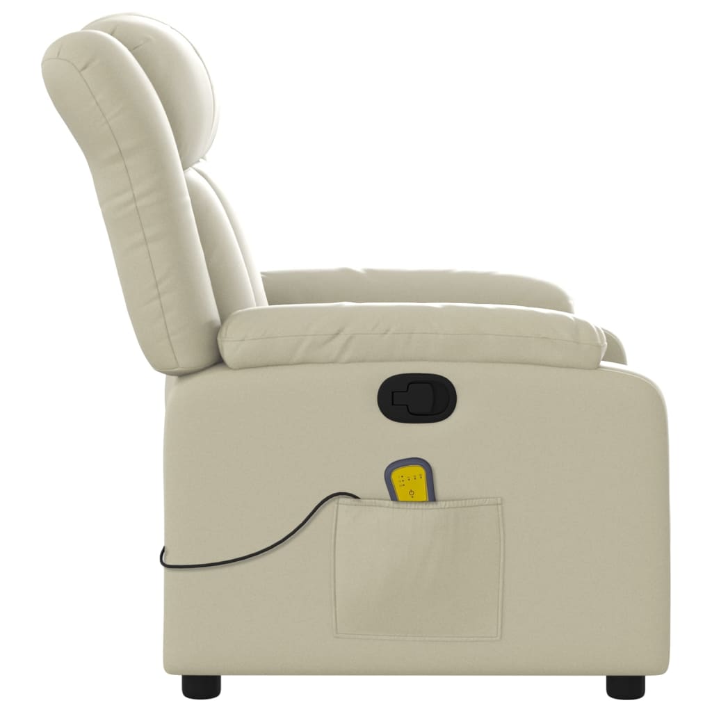 Massagesessel mit Relaxfunktion, Kunstleder, Creme