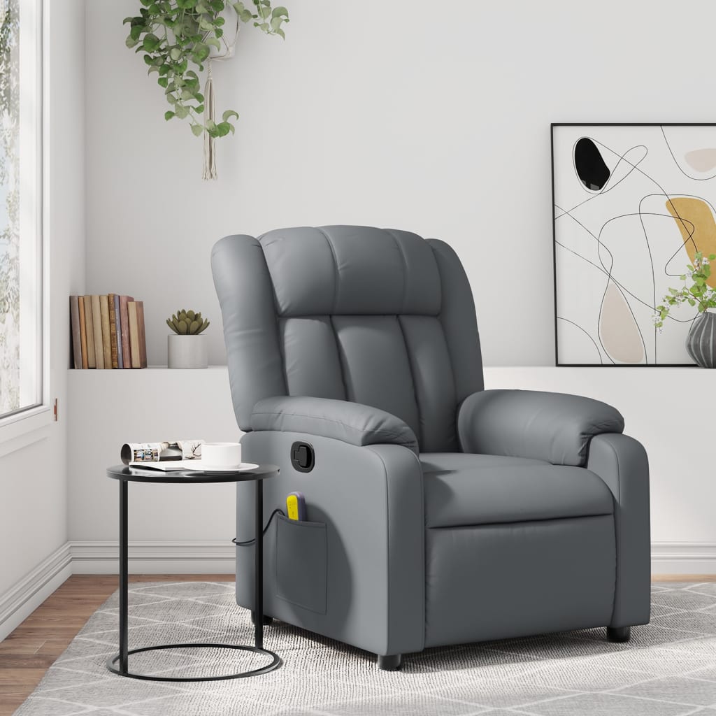 Massagesessel Relaxsessel Grau Kunstleder