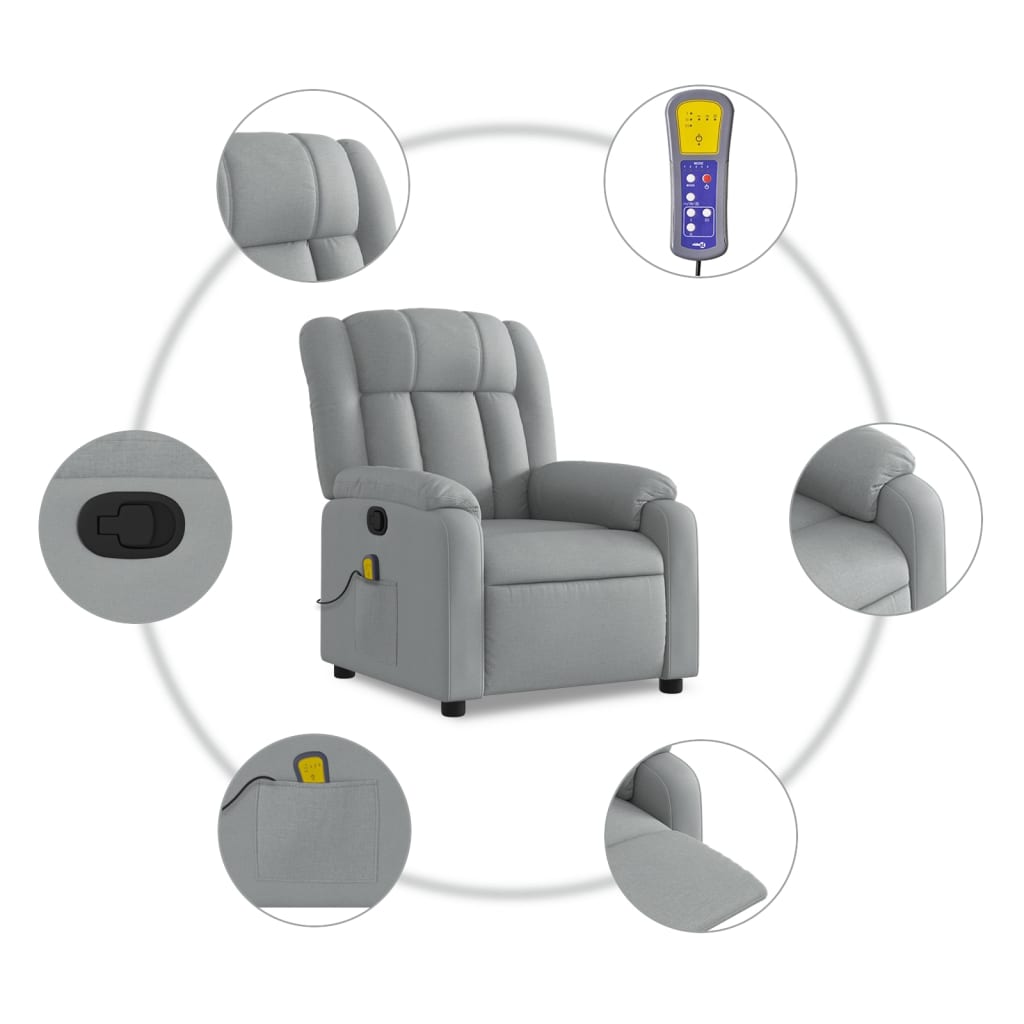 Massage-Relaxsessel, hellgrauer Stoff