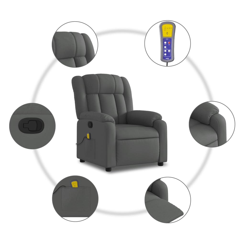 Massage-Relaxsessel, Stoff, Dunkelgrau