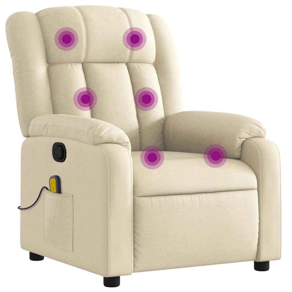 Massage-Relaxsessel, cremefarbener Stoff