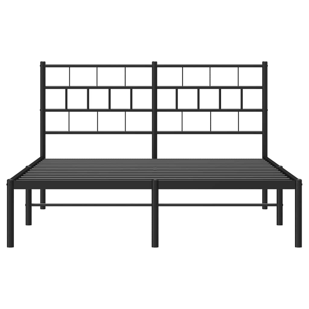 Bed frame with headboard metal black 135x190 cm