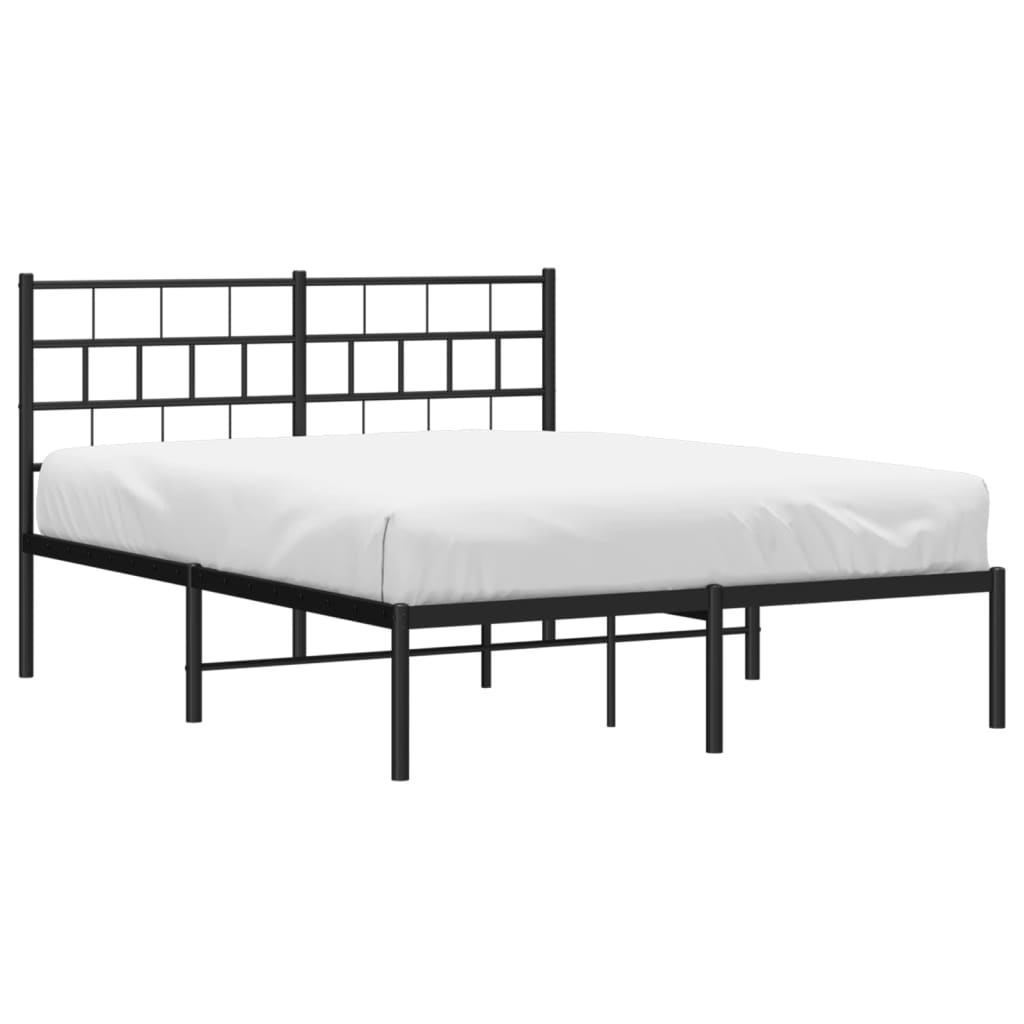 Bed frame with headboard metal black 140x190 cm