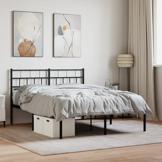 Bed frame with headboard metal black 140x200 cm