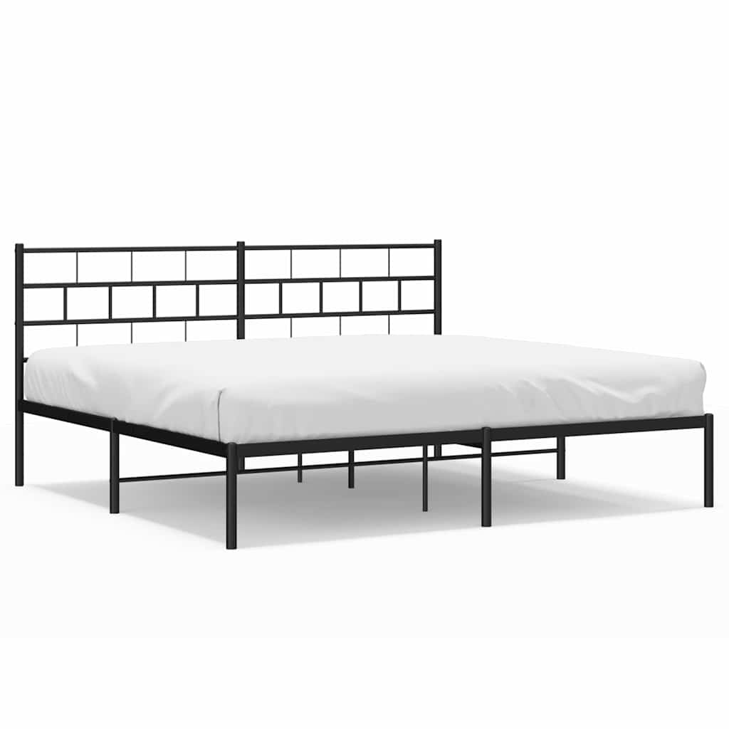Bed frame with headboard metal black 183x213 cm