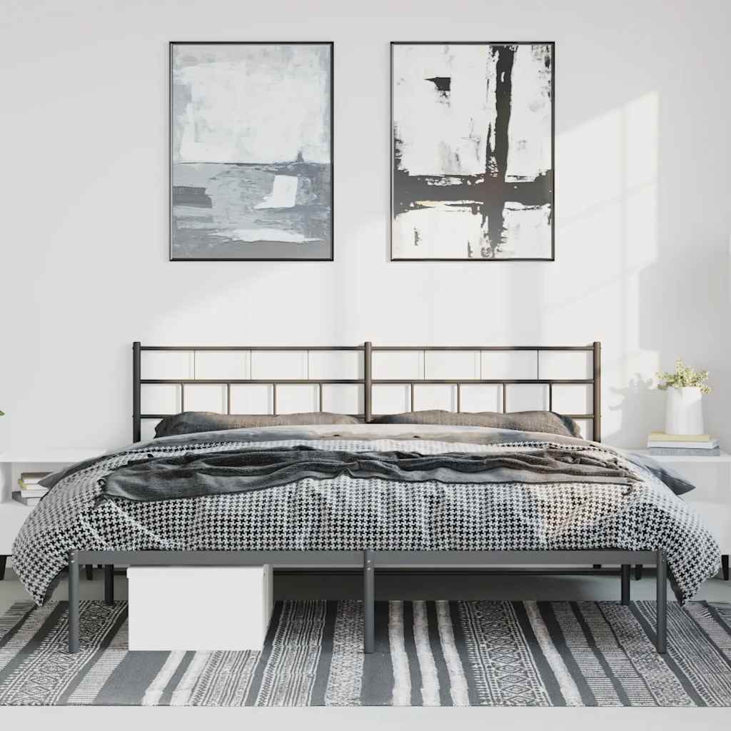 Bed frame with headboard metal black 183x213 cm