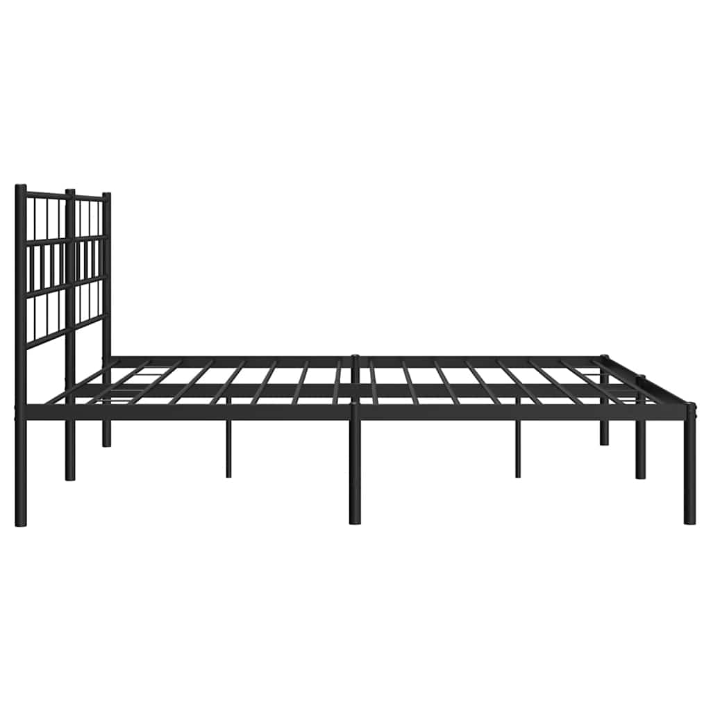 Bed frame with headboard metal black 183x213 cm