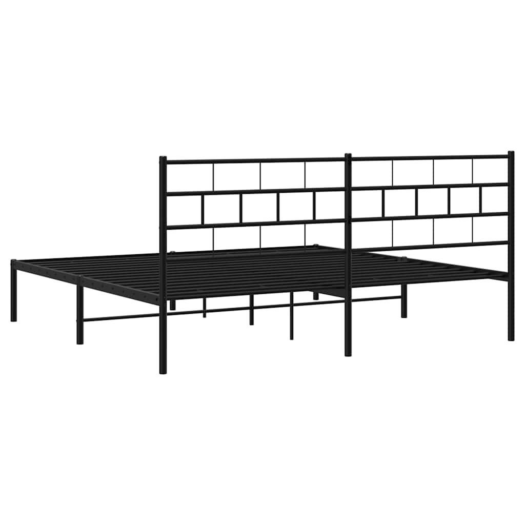 Bed frame with headboard metal black 183x213 cm