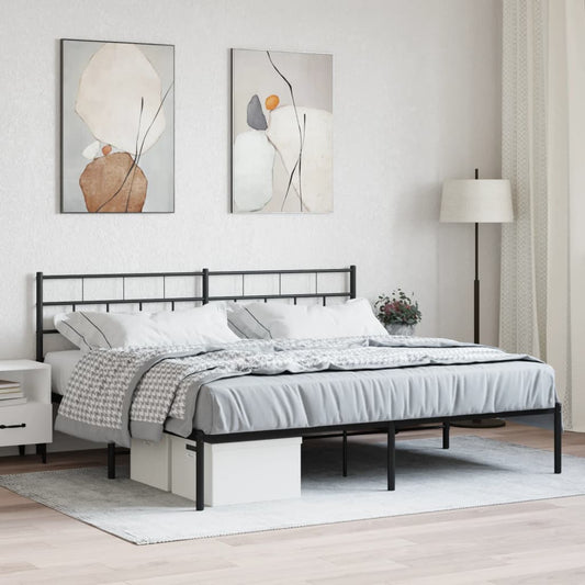 Bed frame with headboard metal black 183x213 cm