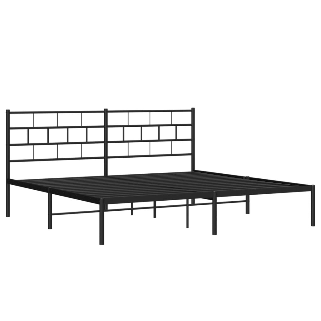 Bed frame with headboard metal black 193x203 cm