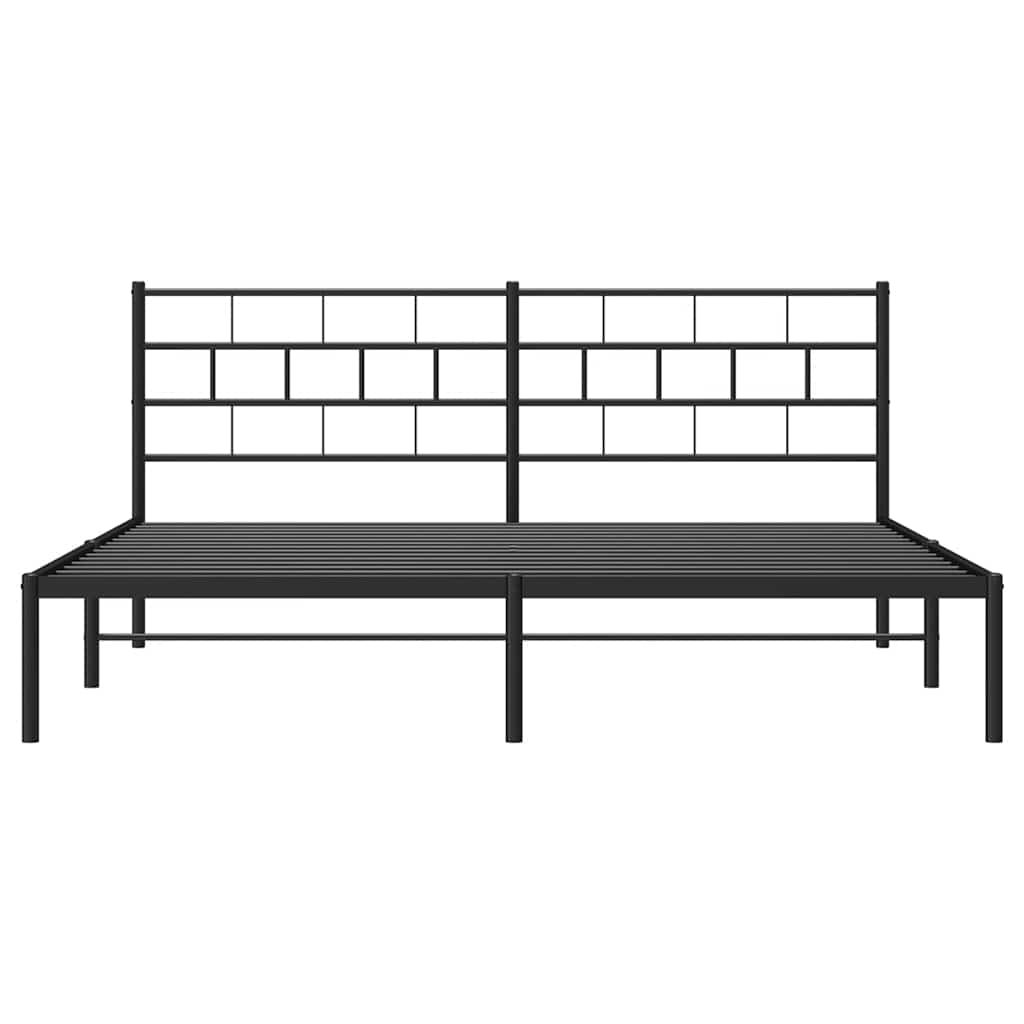 Bed frame with headboard metal black 193x203 cm