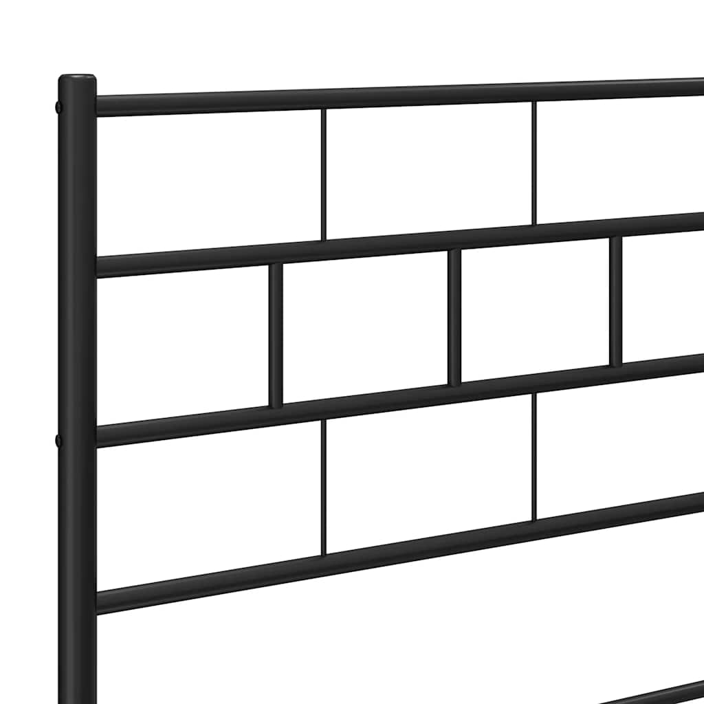 Bed frame with headboard metal black 193x203 cm