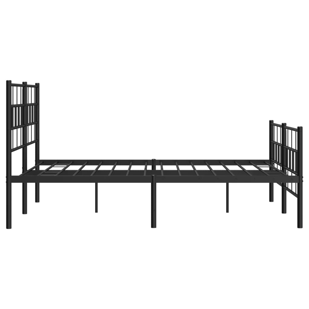 Bed frame with head and footboard metal black 120x190 cm