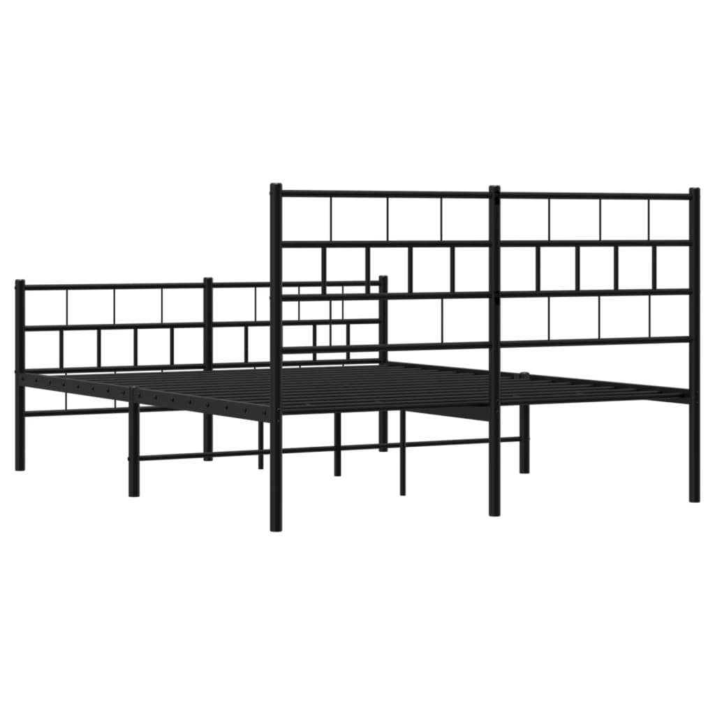 Bed frame with head and footboard metal black 120x190 cm