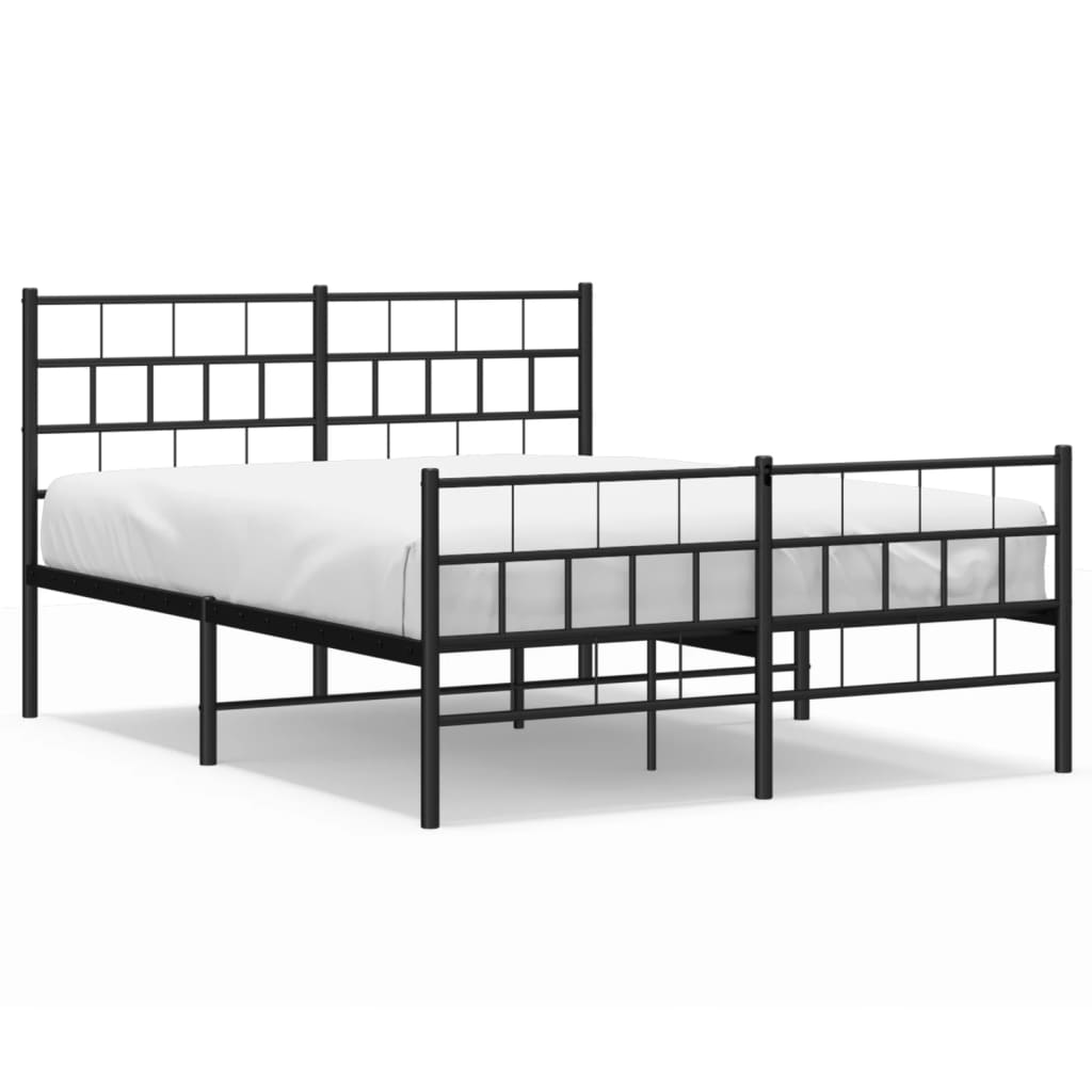 Bed frame with head and footboard metal black 120x200 cm