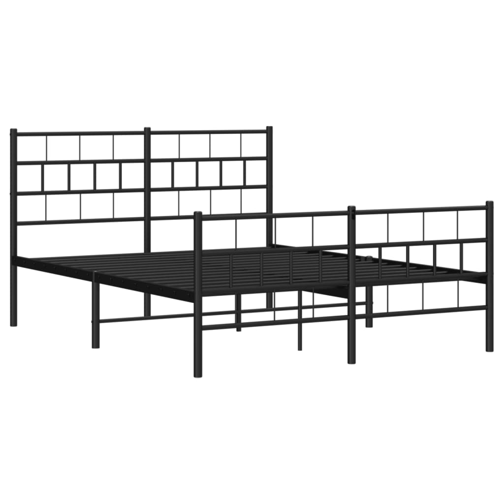 Bed frame with head and footboard metal black 120x200 cm