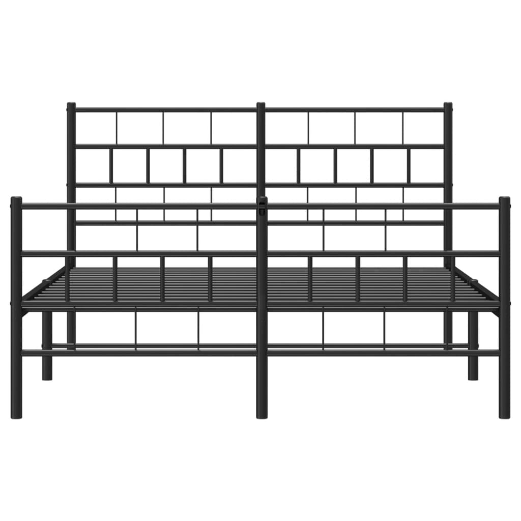 Bed frame with head and footboard metal black 120x200 cm