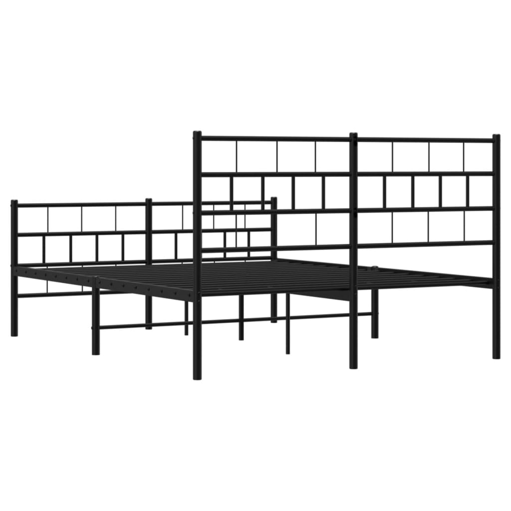 Bed frame with head and footboard metal black 120x200 cm