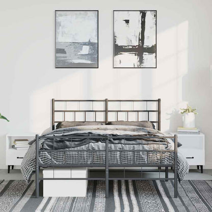 Bettgestell mit Kopf- und Fußteil Metall Schwarz 135x190 cm