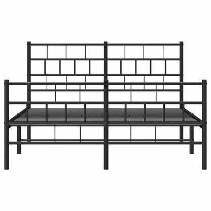Bettgestell mit Kopf- und Fußteil Metall Schwarz 135x190 cm