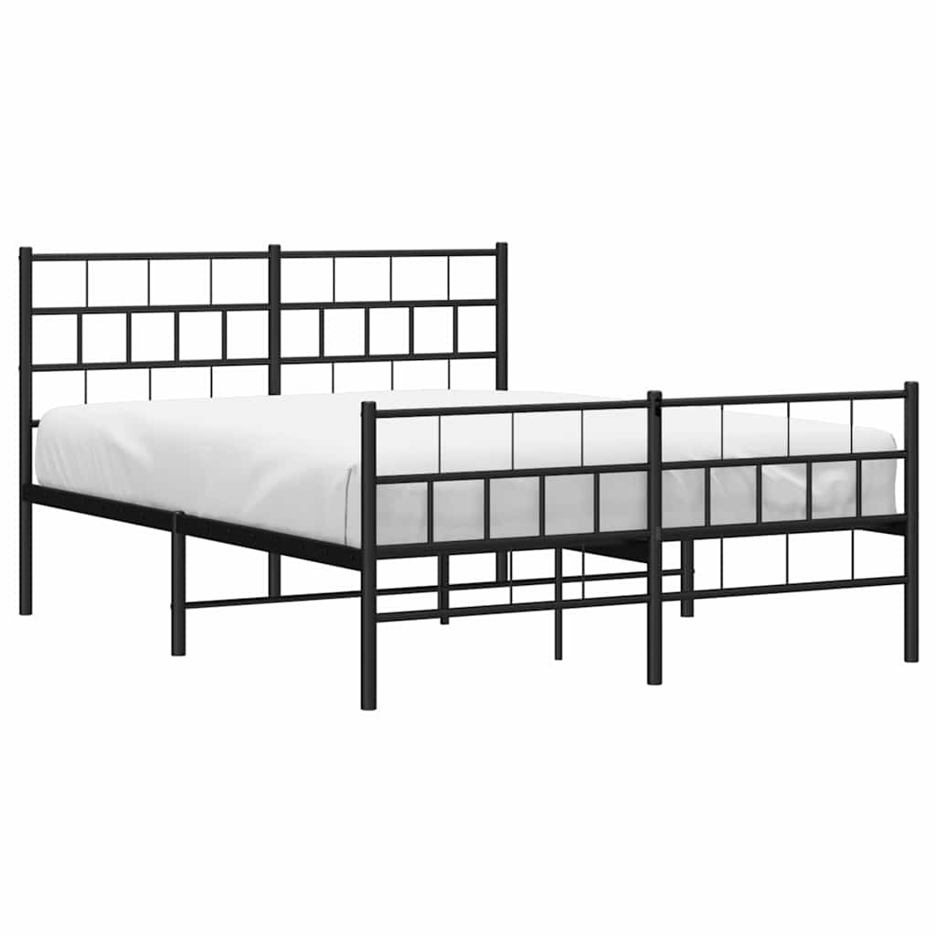 Bed frame with head and footboard metal black 150x200 cm
