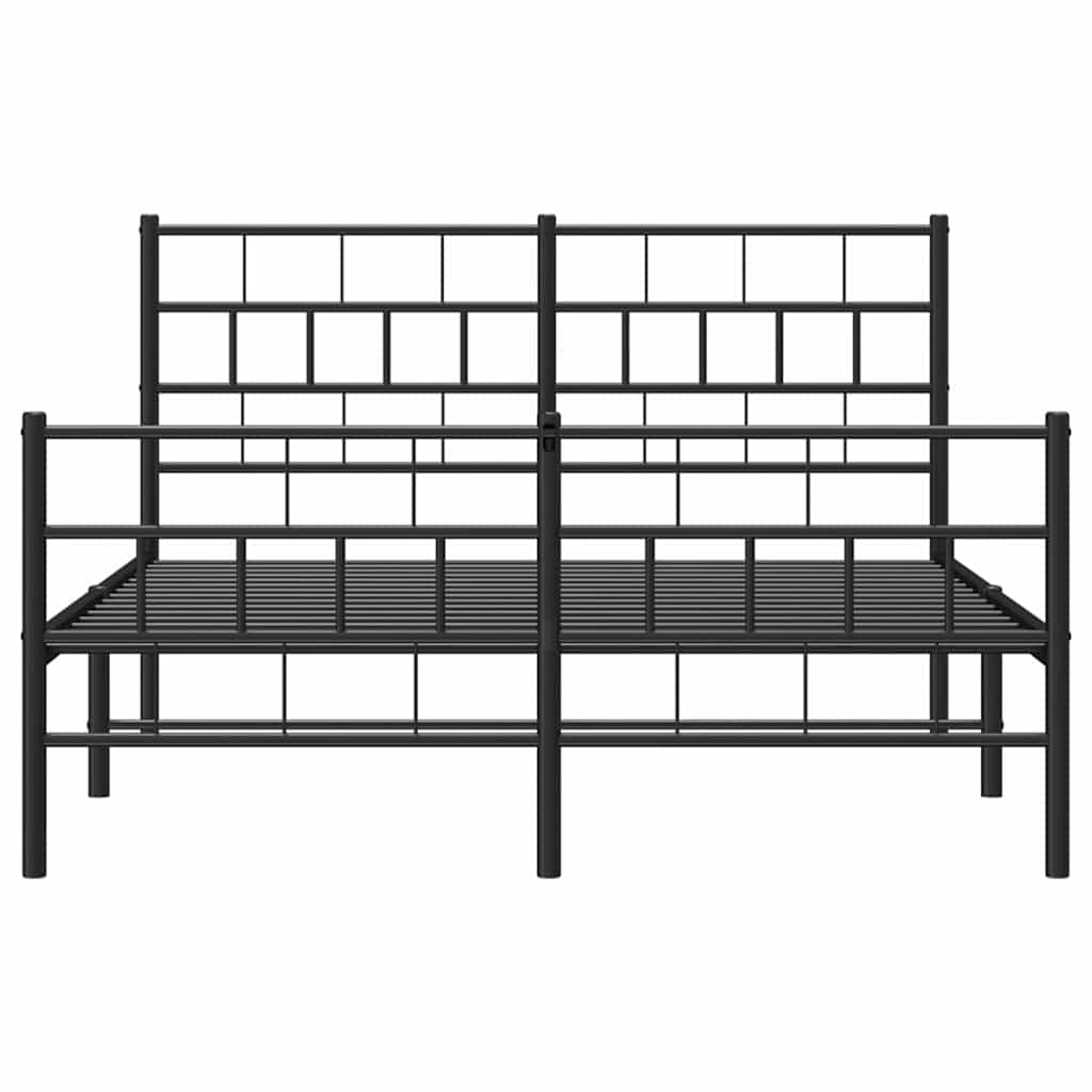 Bed frame with head and footboard metal black 150x200 cm