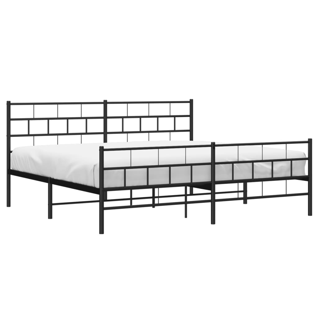 Bed frame with head and footboard metal black 183x213 cm