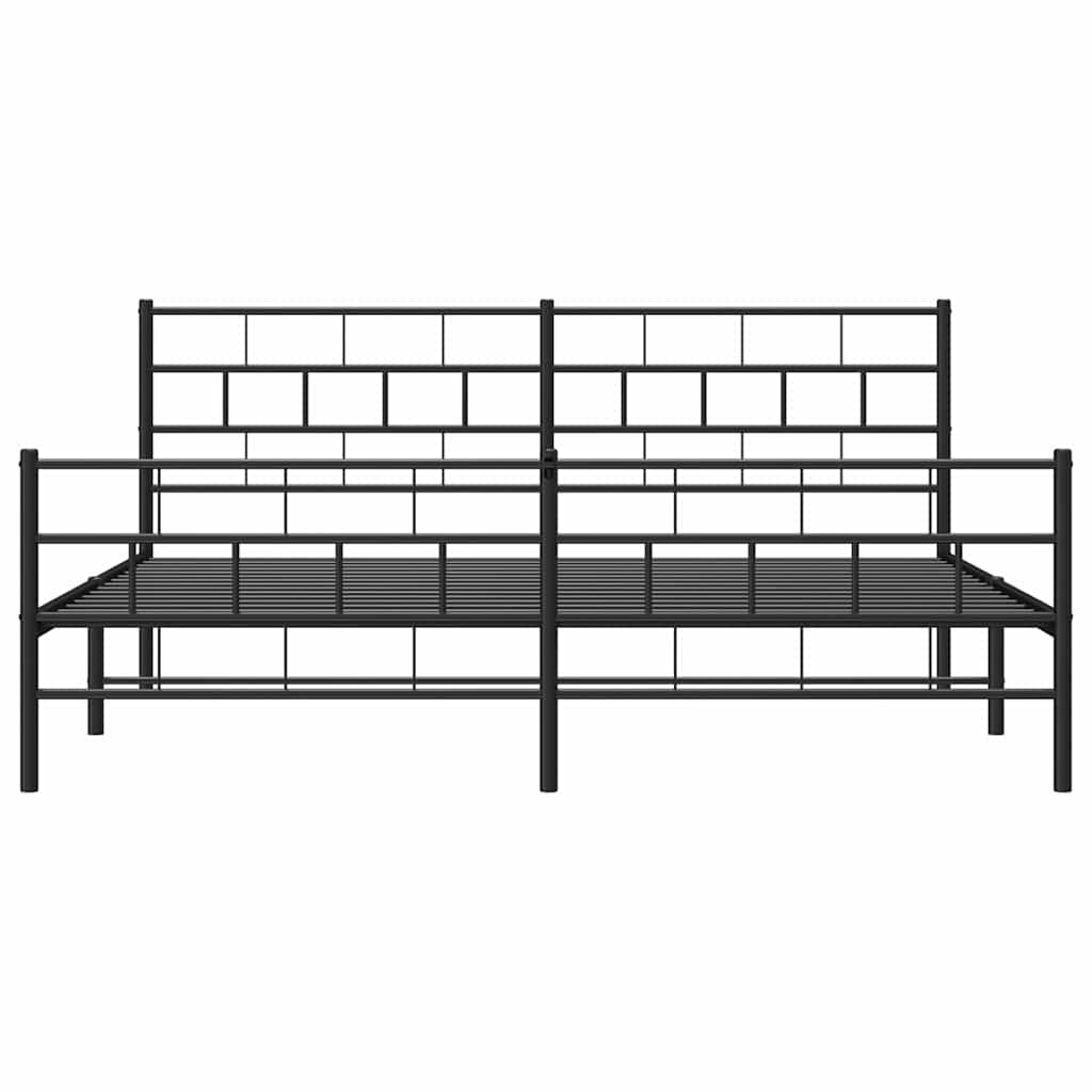 Bed frame with head and footboard metal black 183x213 cm