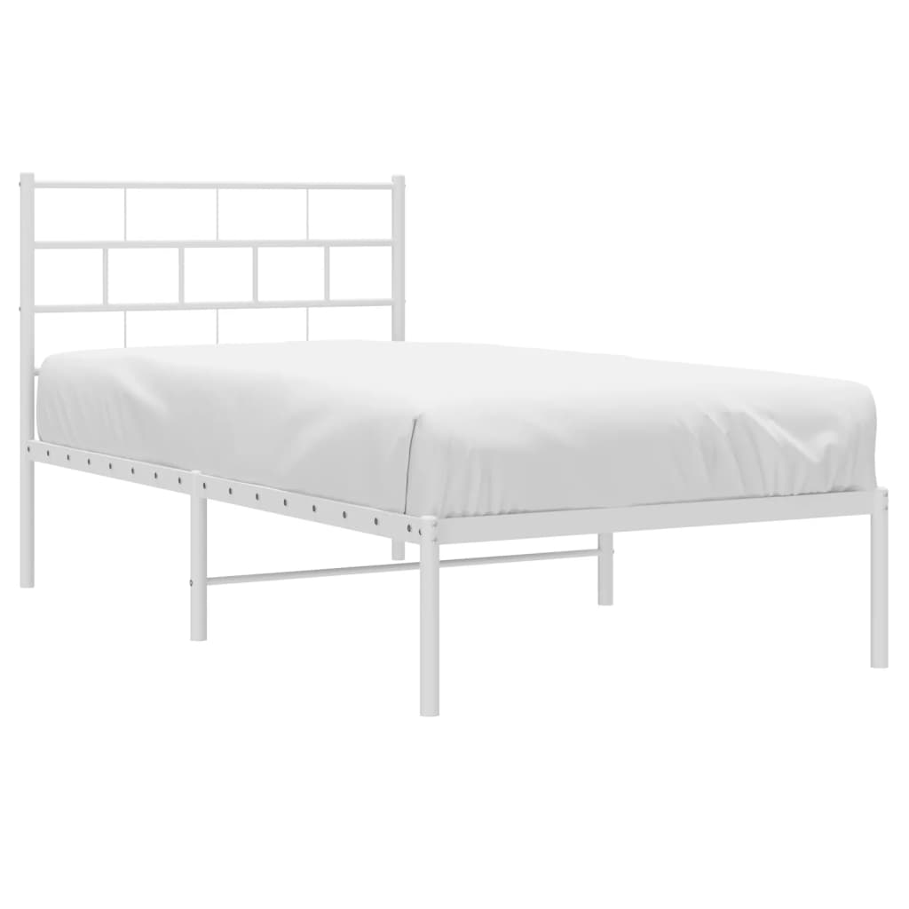 Bed frame with headboard metal white 80x200 cm