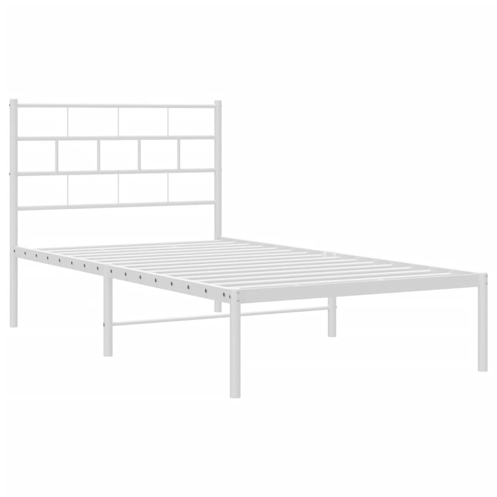 Bed frame with headboard metal white 80x200 cm