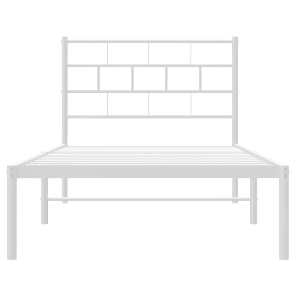 Bed frame with headboard metal white 80x200 cm