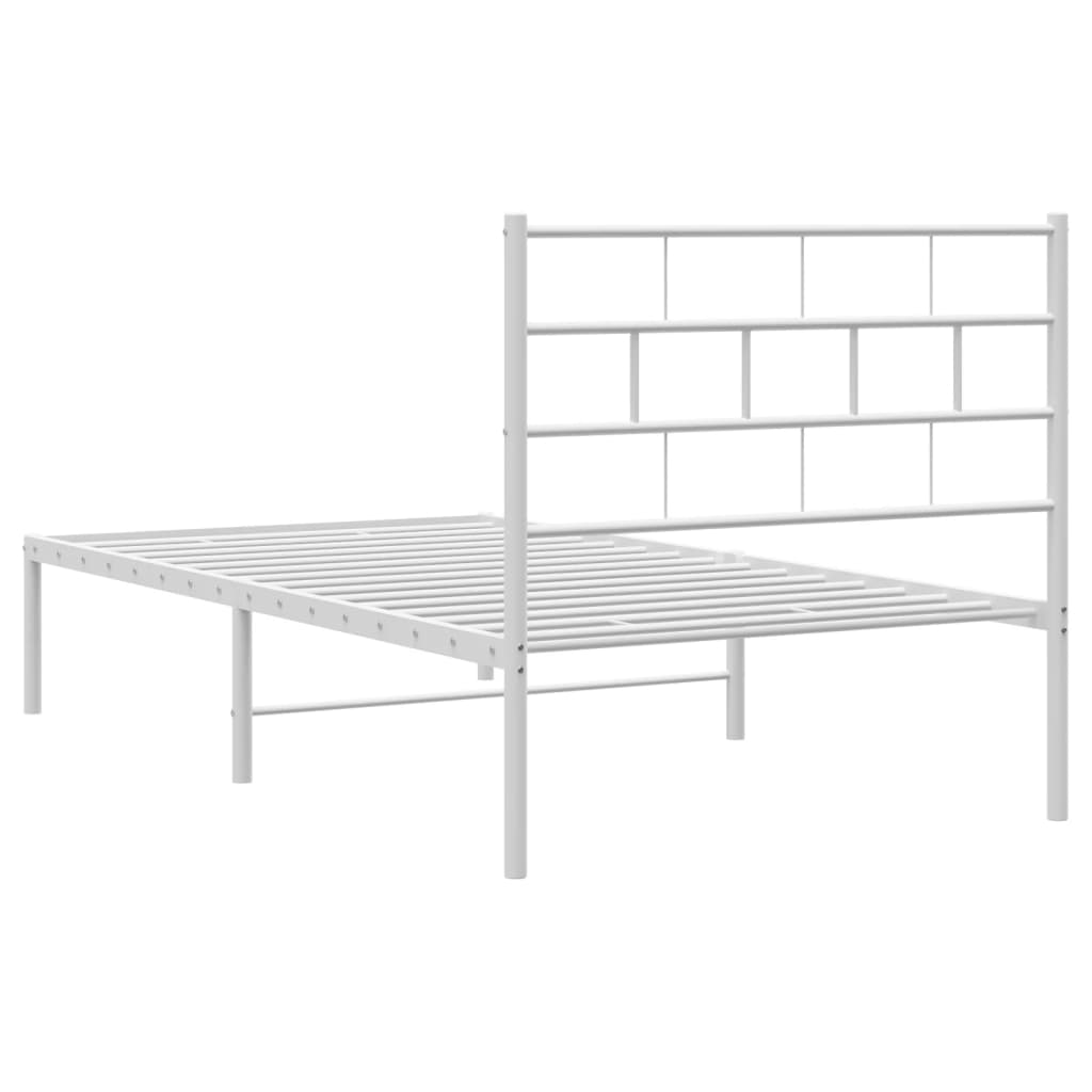 Bed frame with headboard metal white 80x200 cm