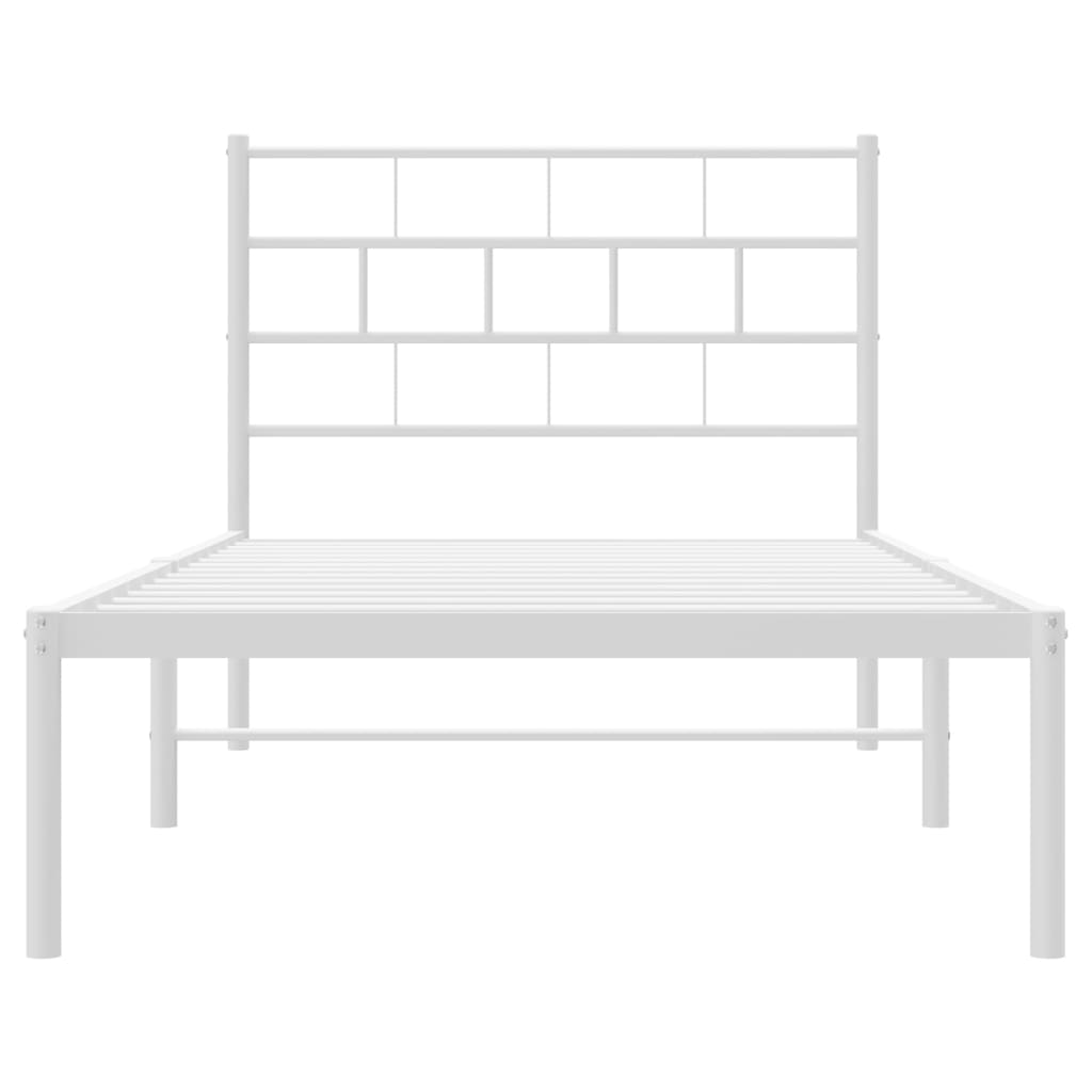 Bed frame with headboard metal white 90x190 cm
