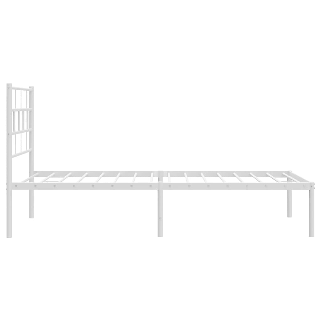 Bed frame with headboard metal white 90x190 cm