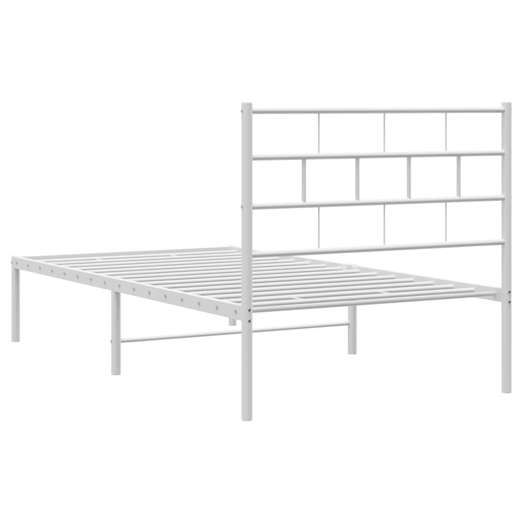 Bed frame with headboard metal white 90x190 cm