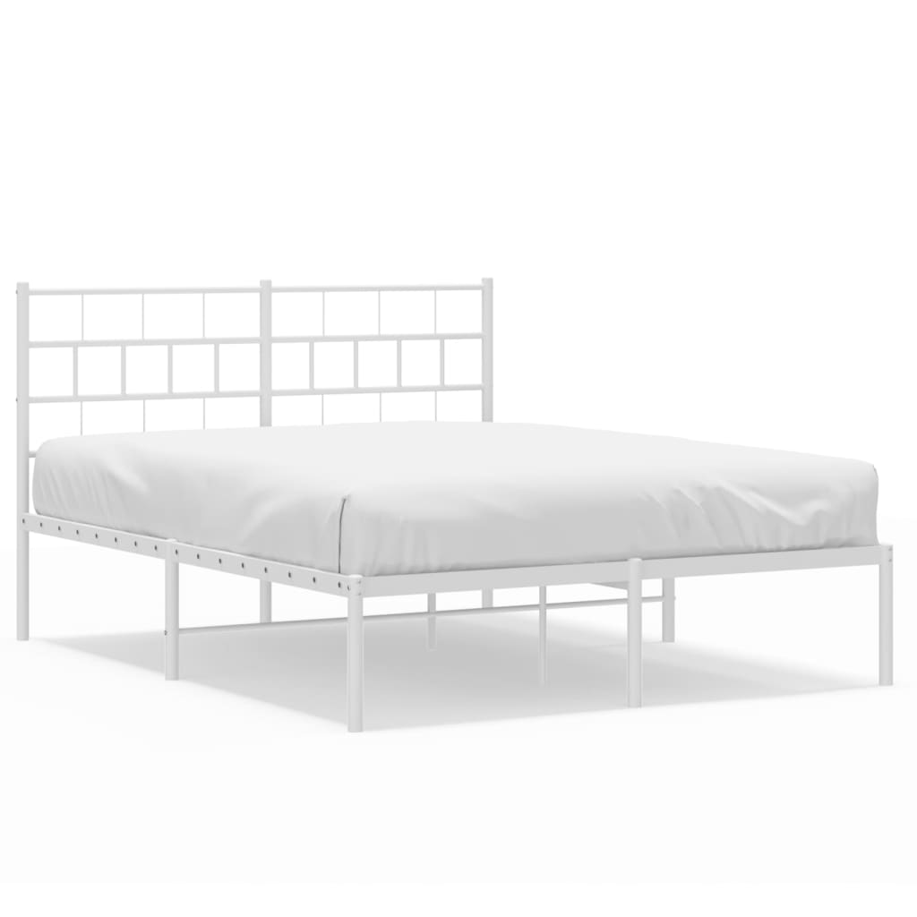 Bed frame with headboard metal white 140x200 cm