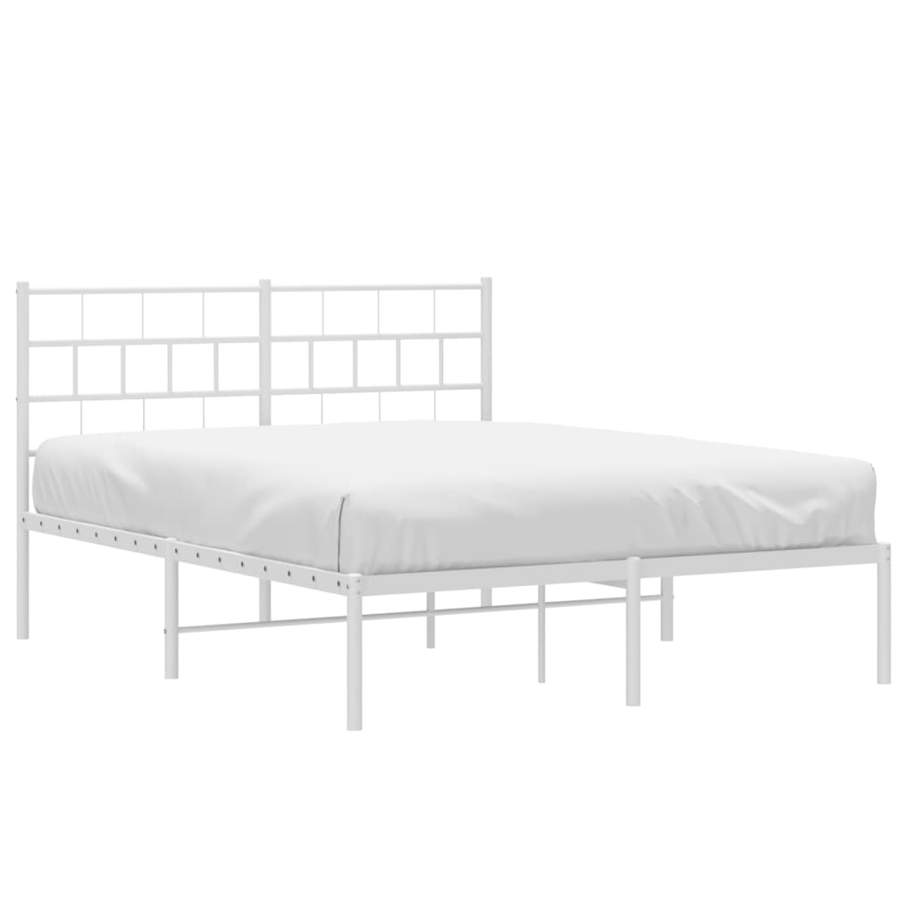 Bed frame with headboard metal white 140x200 cm