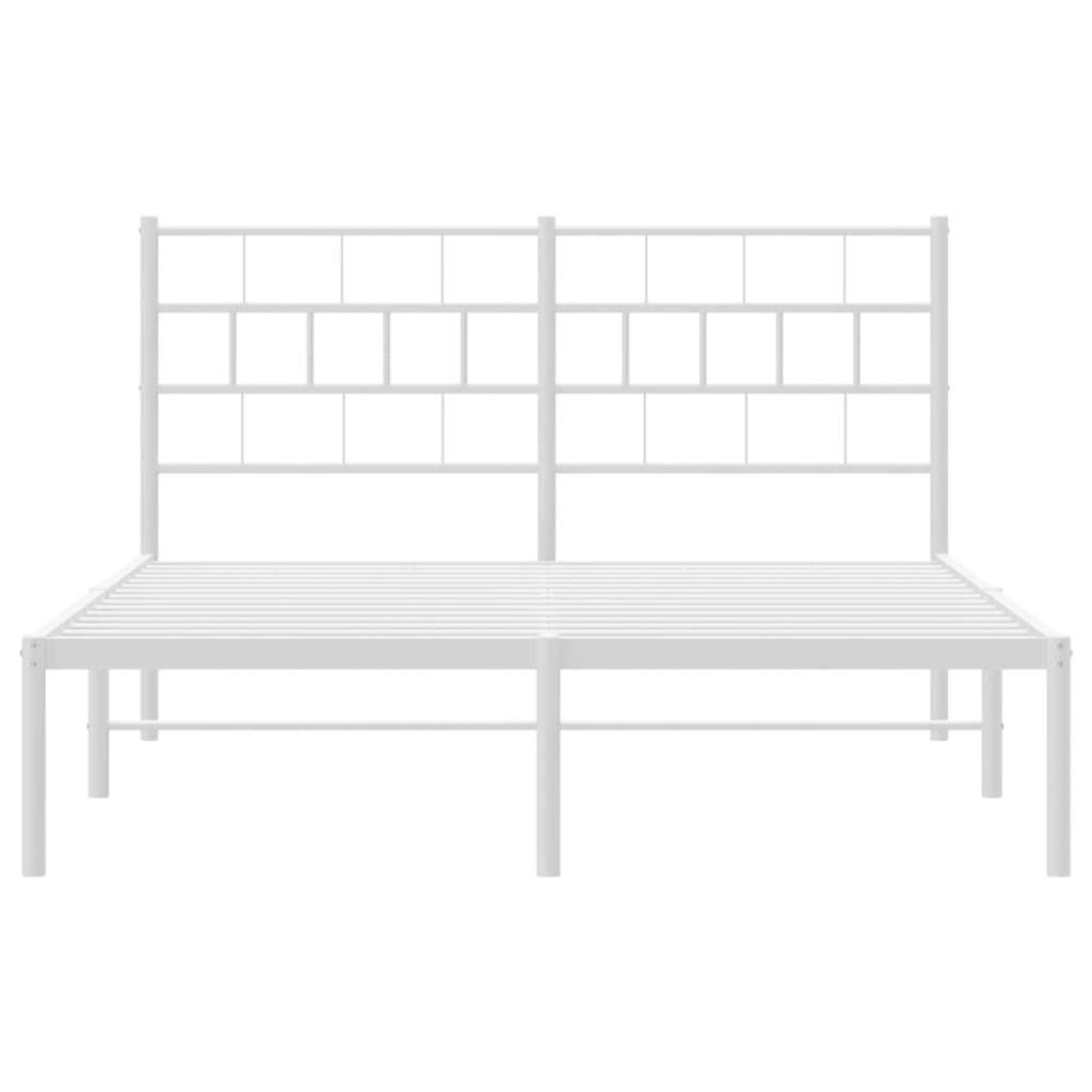 Bed frame with headboard metal white 140x200 cm