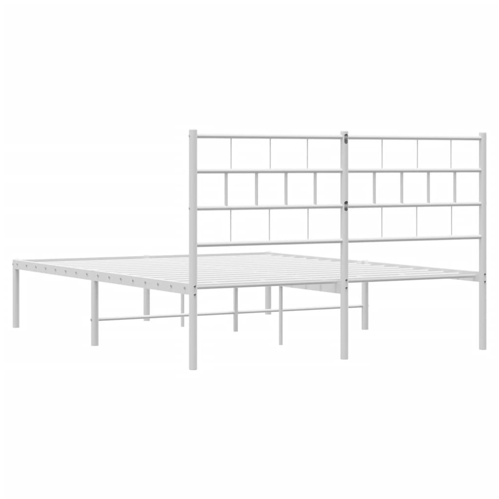 Bed frame with headboard metal white 140x200 cm