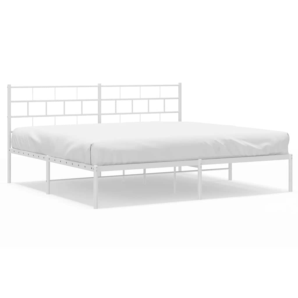 Bed frame with headboard metal white 183x213 cm