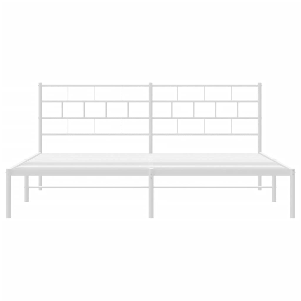 Bed frame with headboard metal white 183x213 cm