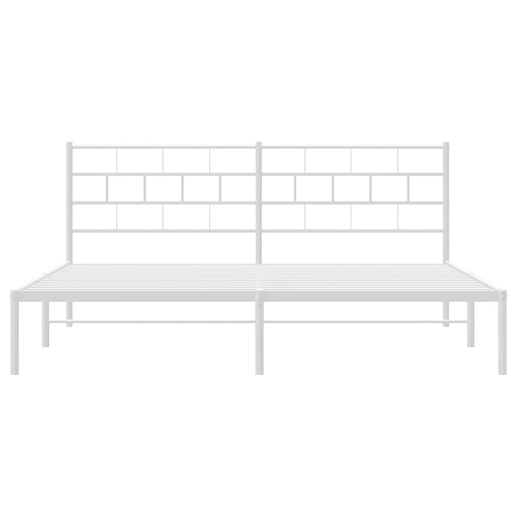 Bed frame with headboard metal white 183x213 cm